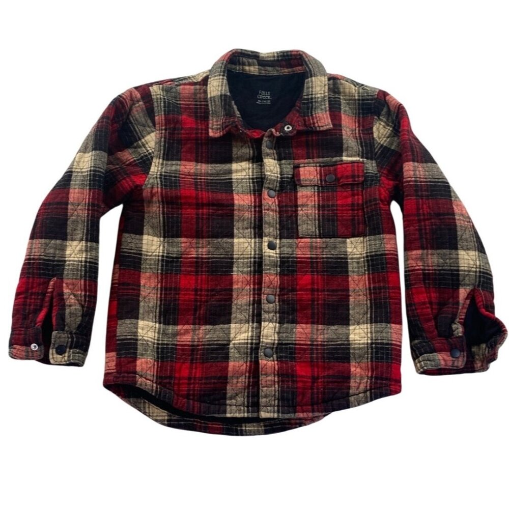 Falls Creek Woman's Red & Black Plaid Flannel Button-Up Shirt XL